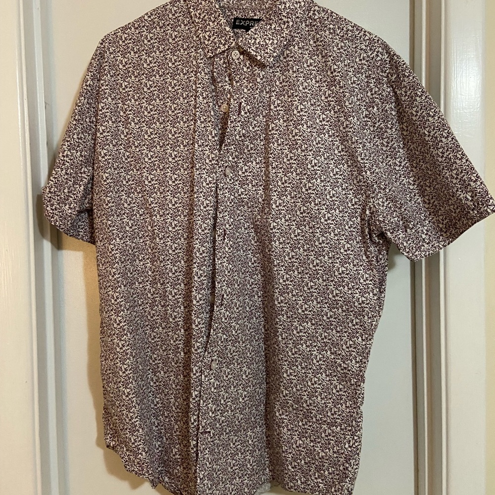 Men’s Express Purple & White Button Up